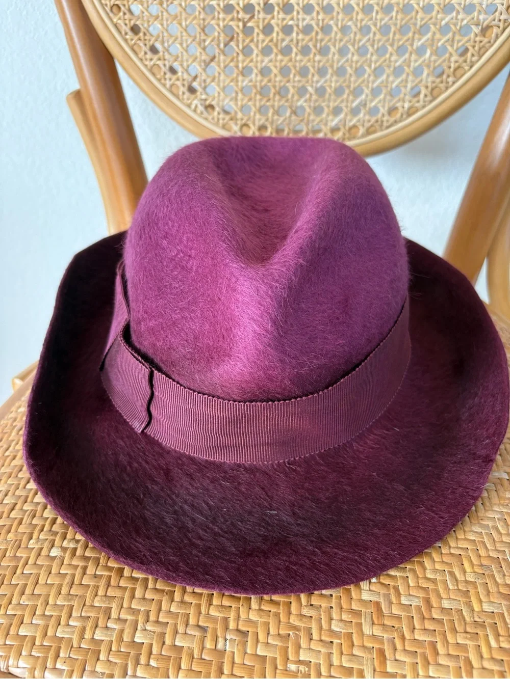 Helen Kaminski Rabbit Fur Felt Fedora Hat in Maroon Ombré| Fall, Chic,Classic